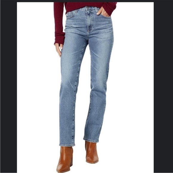 AG Adriano Goldschmied Saige High Rise Straight Leg Jean Medium Wash Sz 31 NEW - Picture 14 of 15